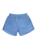 Blue Shorts with Striped Motif and Logo on the Front in Cotton for Girls Light Bermuda