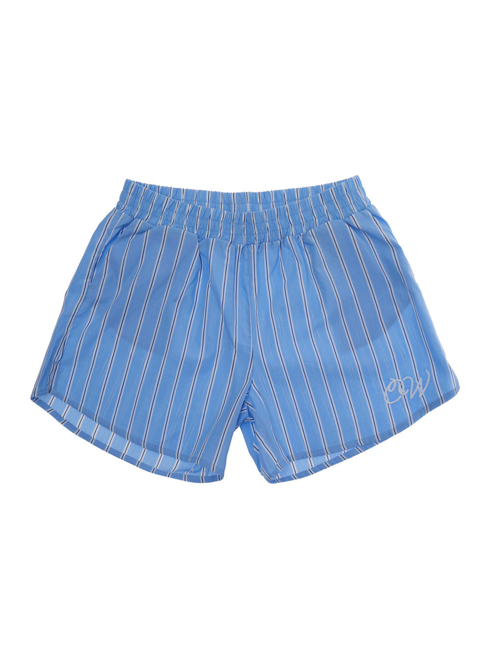 Blue Shorts with Striped Motif and Logo on the Front in Cotton for Girls Light Bermuda