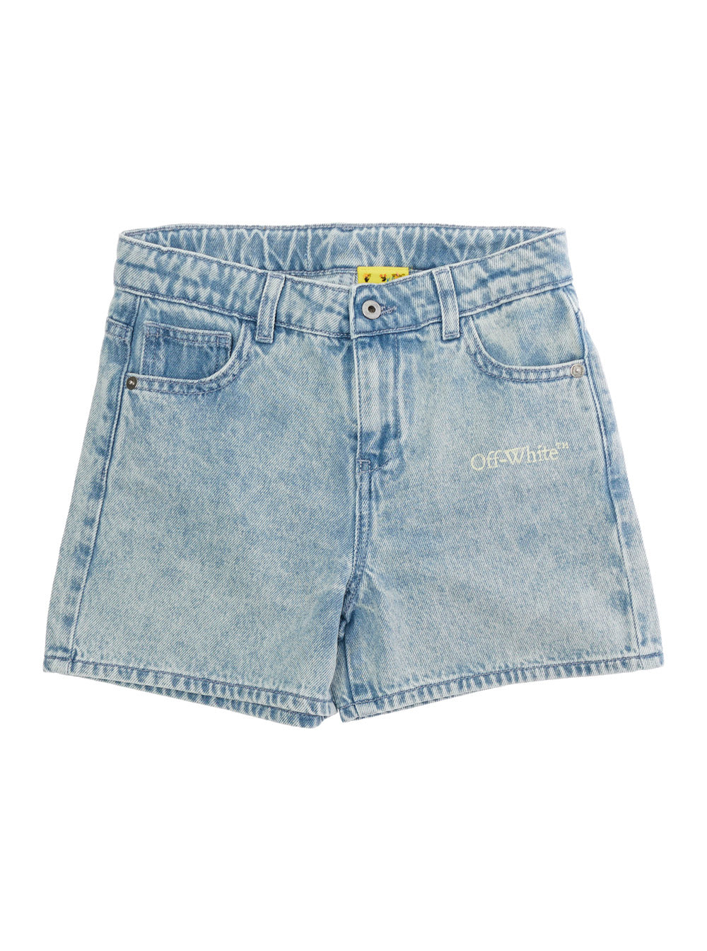 Blue Shorts with Front Logo and Back Patch in Cotton for Girls Light Bermuda