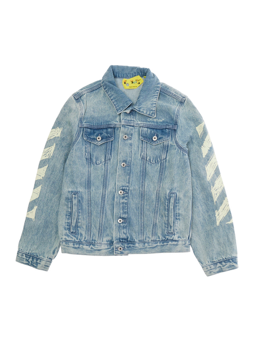 Blue Jacket with Diagonal Details on Sleeves and Back for Girls Light Cotton Outerwear