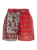 Red SHIELE Shorts with Elastic Waist and All-Over Silk Print for Women Bermuda