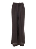 Brown Womens Silk Drawstring Waist Pants Trousers