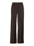 Brown Wide Leg Pants with Elastic Waist for Women Polyester Trousers