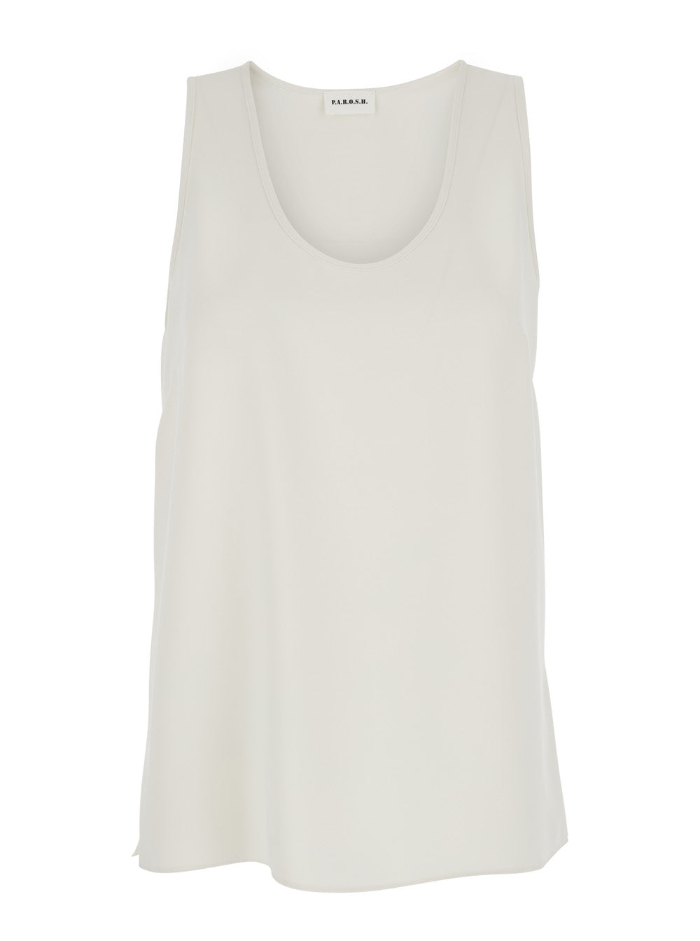 Sleeveless Top with Round Neck in White Fabric for Women Polyester Tops