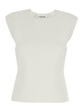 Top with Round Neckline and Short Design in Viscose Blend White Women Polyamide Tops