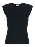 Top with Round Neck and Short Design in Viscose Blend Black Women Polyamide Tops