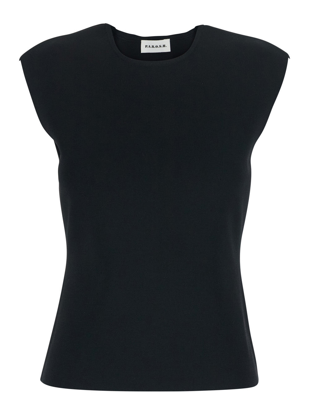 Top with Round Neck and Short Design in Viscose Blend Black Women Polyamide Tops
