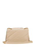 Love Classic Puff Shoulder Bag with Maxi Diagonal Quilting in Beige Leather for Women Crossbody
