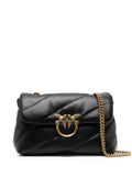Love Classic Puff Shoulder Bag with Maxi Diagonal Quilting in Black Leather for Women Crossbody