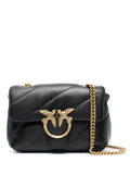 Mini Love Puff Shoulder Bag with Maxi Diagonal Quilting in Black Leather for Women Crossbody