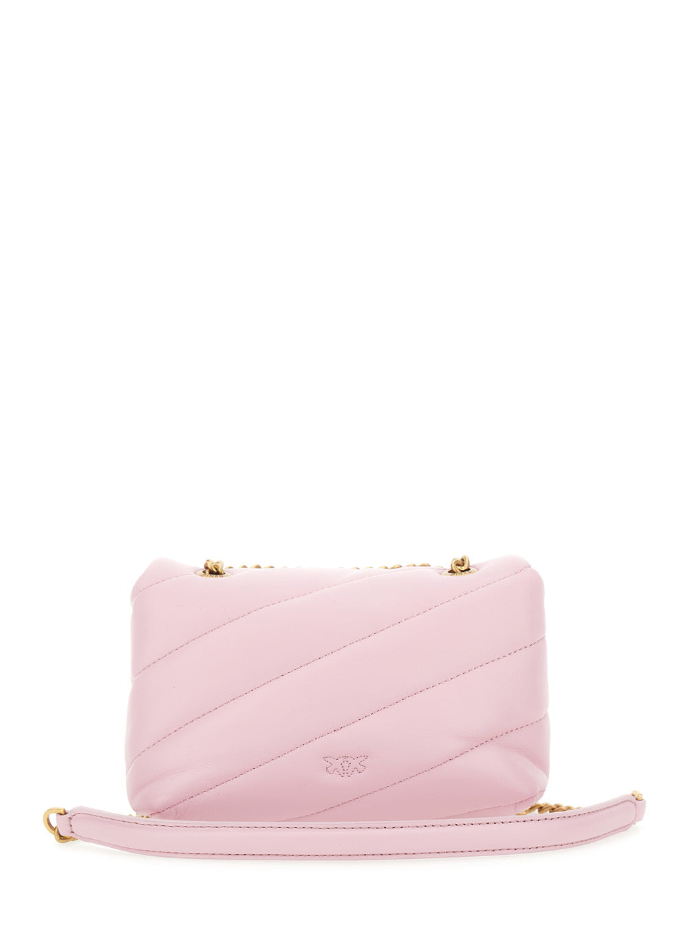 Baby Love Puff Shoulder Bag With Maxi Diagonal Quilting Pink Leather For Women