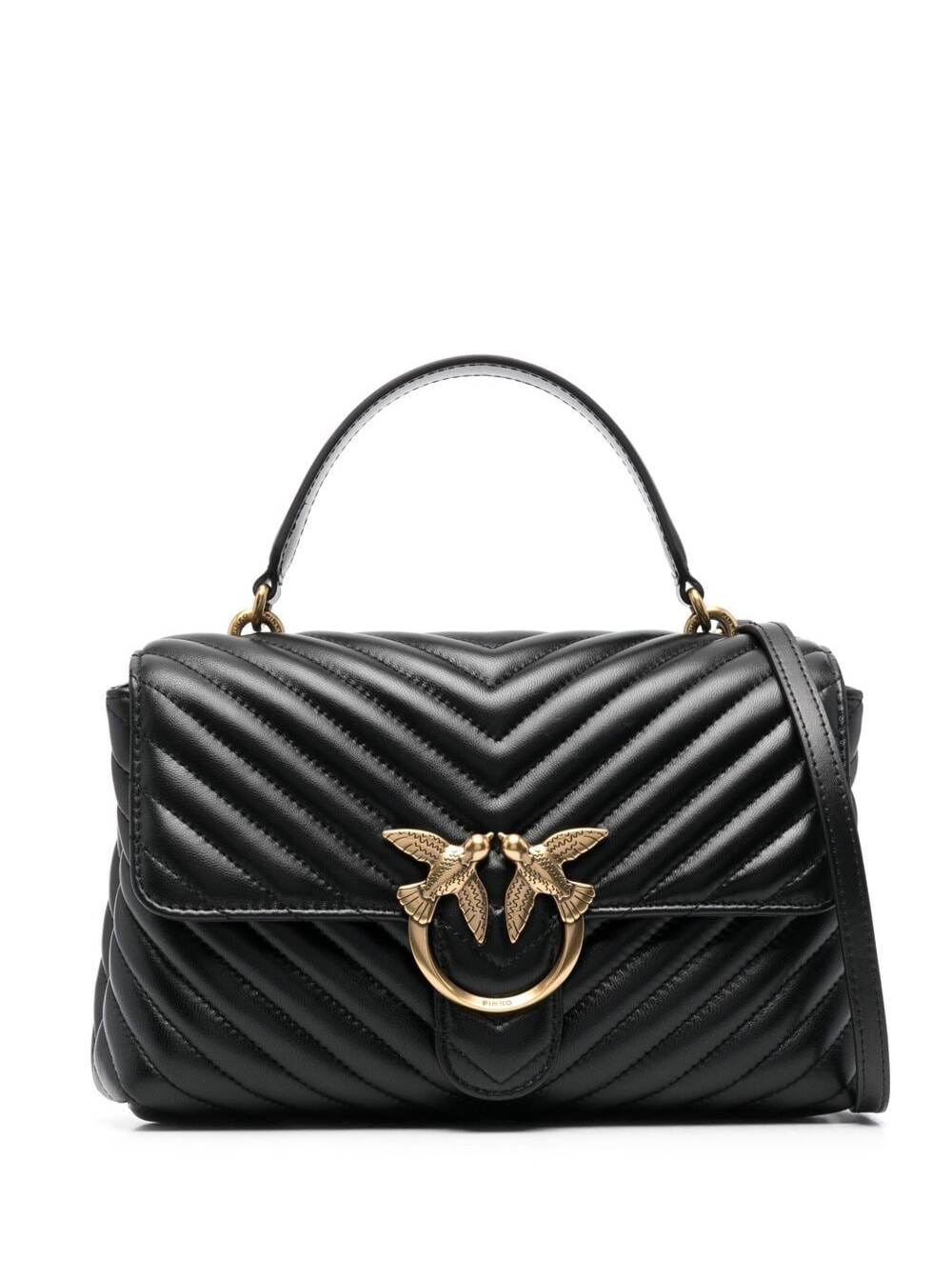 Handbag Lady Love Puff in Quilted Nappa with Black Chevron Motif for Women Leather Hand Bags