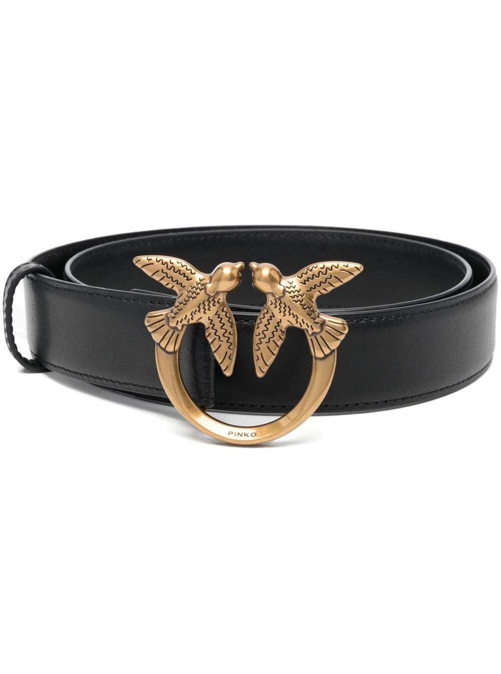 Love Birds Belt With Logo Buckle Black Leather For Women - L