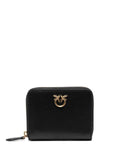 Zip Around Wallet with Love Birds Detail in Black Leather for Women Products