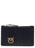 Airone Card Holder with Black Leather Logo Patch for Women Products