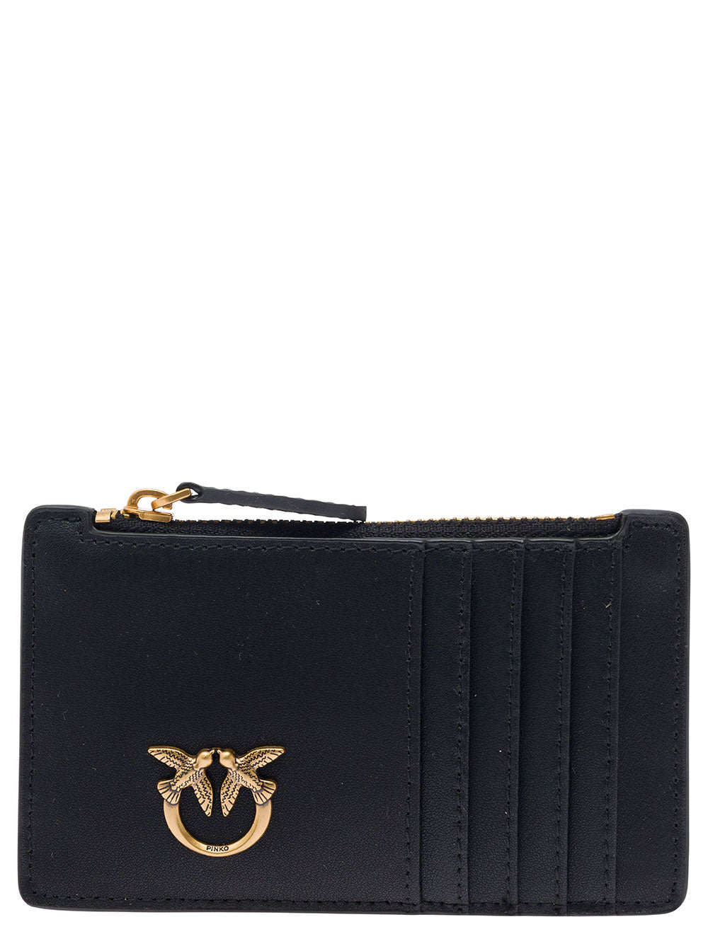 Airone Card Holder with Black Leather Logo Patch for Women Products