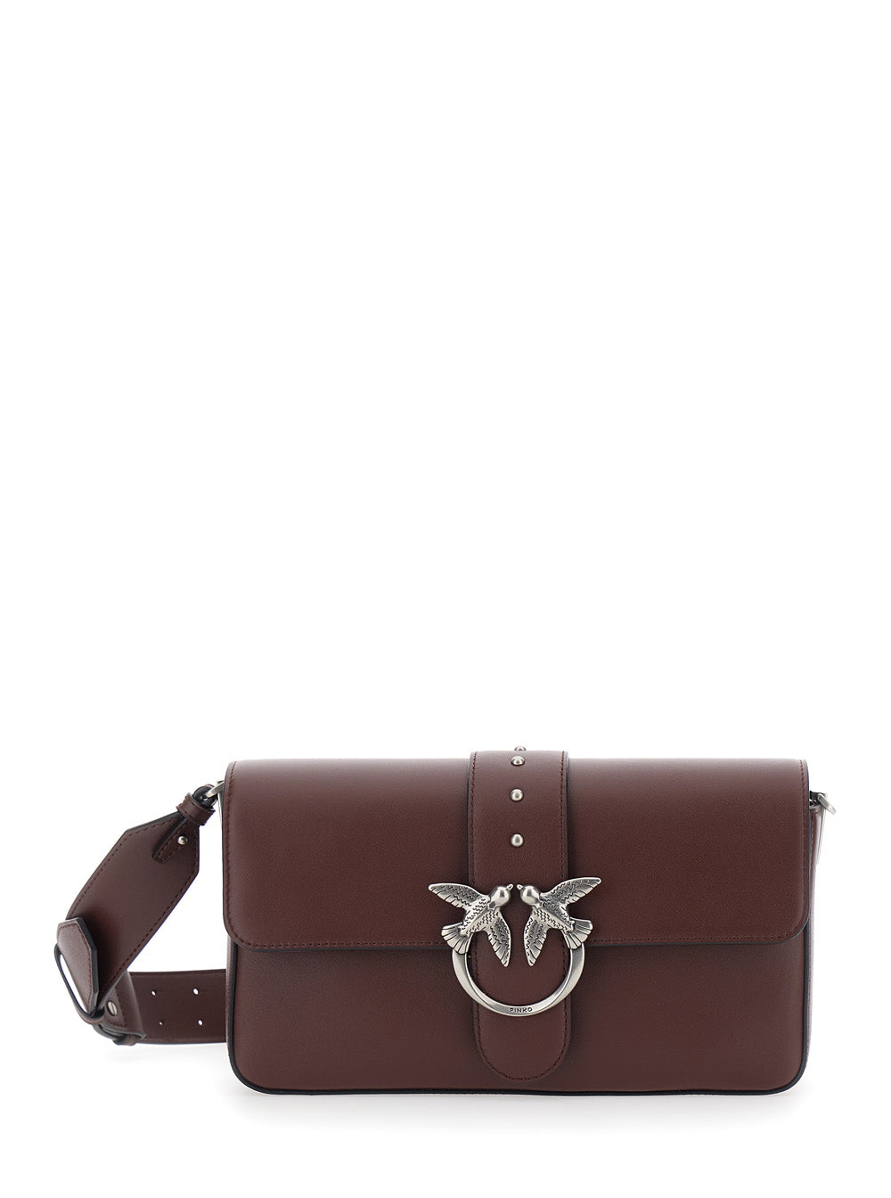 Bordeaux Love Birds Shoulder Bag with Buckle and Adjustable Leather Strap for Women Crossbody