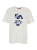 White T-Shirt with Logo Print on the Front in Cotton for Women Tshirts And Polo Shirts