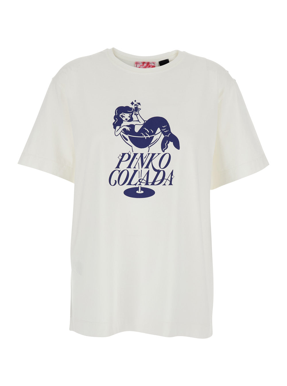 White T-Shirt with Logo Print on the Front in Cotton for Women Tshirts And Polo Shirts