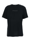 Black T-Shirt with Lettering Logo on the Front and Strass Print Back in Womens Cotton Tshirts Polo Shirts