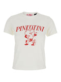 Round Neck T-Shirt with Maxi Logo Print on the Front in White Cotton for Women Tshirts And Polo Shirts