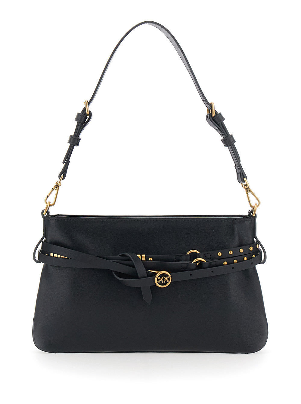 Shoulder Bag Belt Mini Soft Calf Black Leather Women