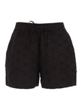 Liz Shorts with Elastic Waist and Drawstring All-Over Embroidery in Brown for Women Cotton Bermuda