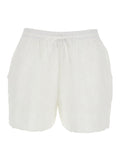 Liz Shorts with Elastic Waist and Drawstring All-Over Embroidery in White Cotton for Women Bermuda