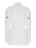 Shirt Carley with Bow Detail on Front and Crystal Decoration in White Cotton for Women Blouses