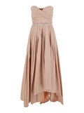 Dress DATTERO with deep neckline and long sleeves in Pink Taffeta Polyester