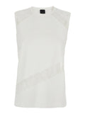 Crew Neck Top with Lace Trim Details in White Fabric for Women Cotton Tops