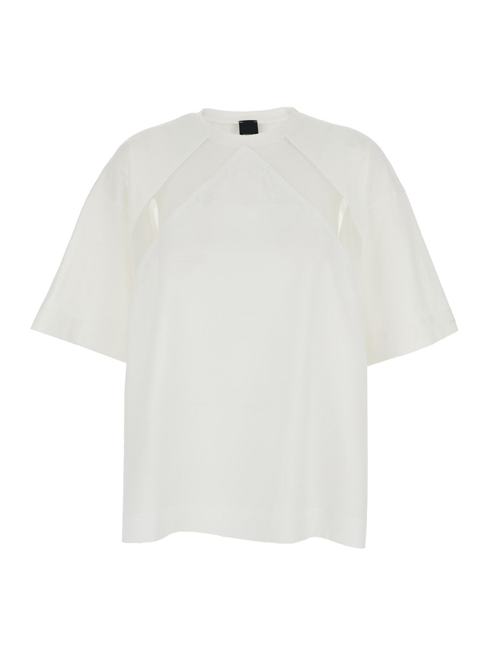 Round neck T-shirt with asymmetric details on the front and back in white Tech Fabric for women Polyester Tshirts Polo Shirts