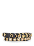Black Nera Belt with All-Over Studs in Ecoleather Polyurethane