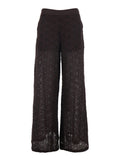 Brown Recamo Pants with All-Over Design for Women Cotton Trousers