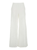 White Womens Cotton Perforated Design Pants Trousers