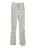Paula Pants with Hidden Front Closure in Viscose Blend Gray Women Grey Polyester Elastane Trousers