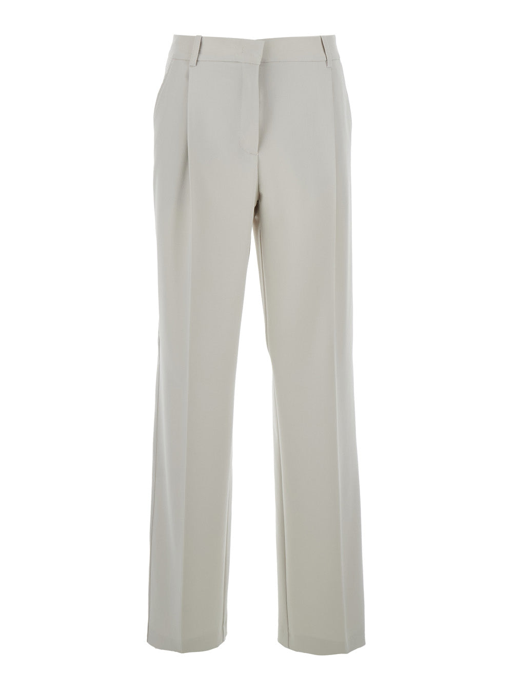 Paula Pants with Hidden Front Closure in Viscose Blend Gray Women Grey Polyester Elastane Trousers
