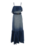 Dress Chiarodiluna Blue With V Neck And Long Sleeves In Lyocell Women Blu