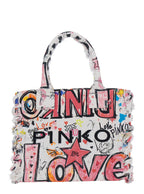 Tote Bag Beach Shopper Canvas Stampa Multicolor With Bright Print Cotton For Women