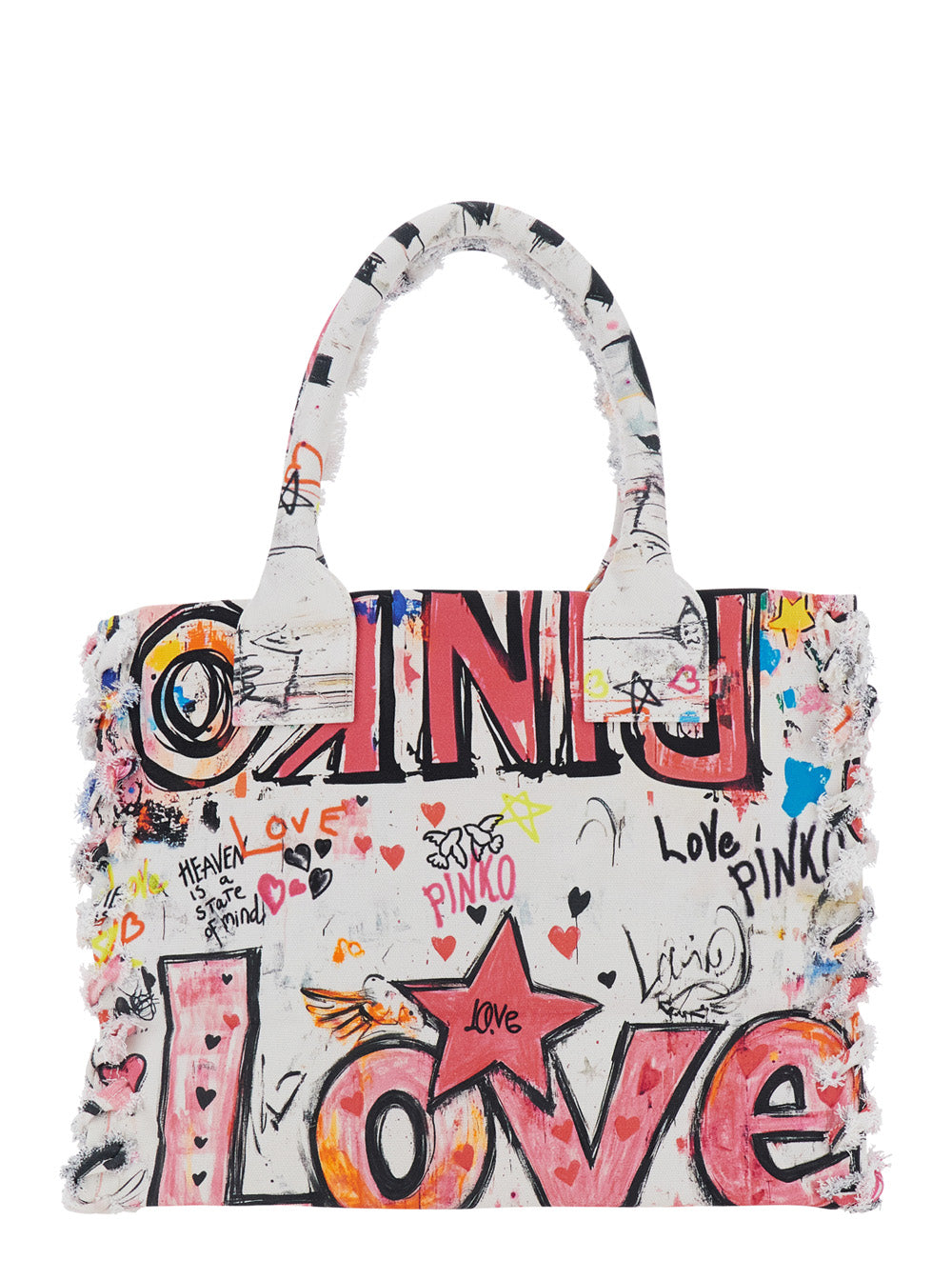 Tote Bag Beach Shopper Canvas Stampa Multicolor With Bright Print Cotton For Women