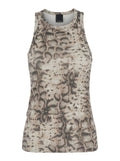 Belfiore Ribbed Tank Top Beige In Viscose Women Tops