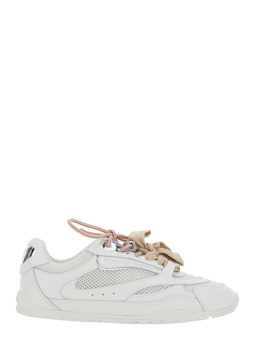 Sneaker Yulia with Side Lettering Logo and Bow Detail in Leather Blend White Women Cow Polyester Polyurethane
