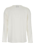 White Silk Blouse with Round Neck and Long Sleeves Woman Elastane Shirts Blouses