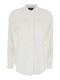White Shirt with Applied Pockets on the Front in Silk Blend Woman Acetate And Blouses