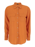 Orange Shirt with Applied Pockets on the Front in Silk Blend Woman Acetate And Blouses