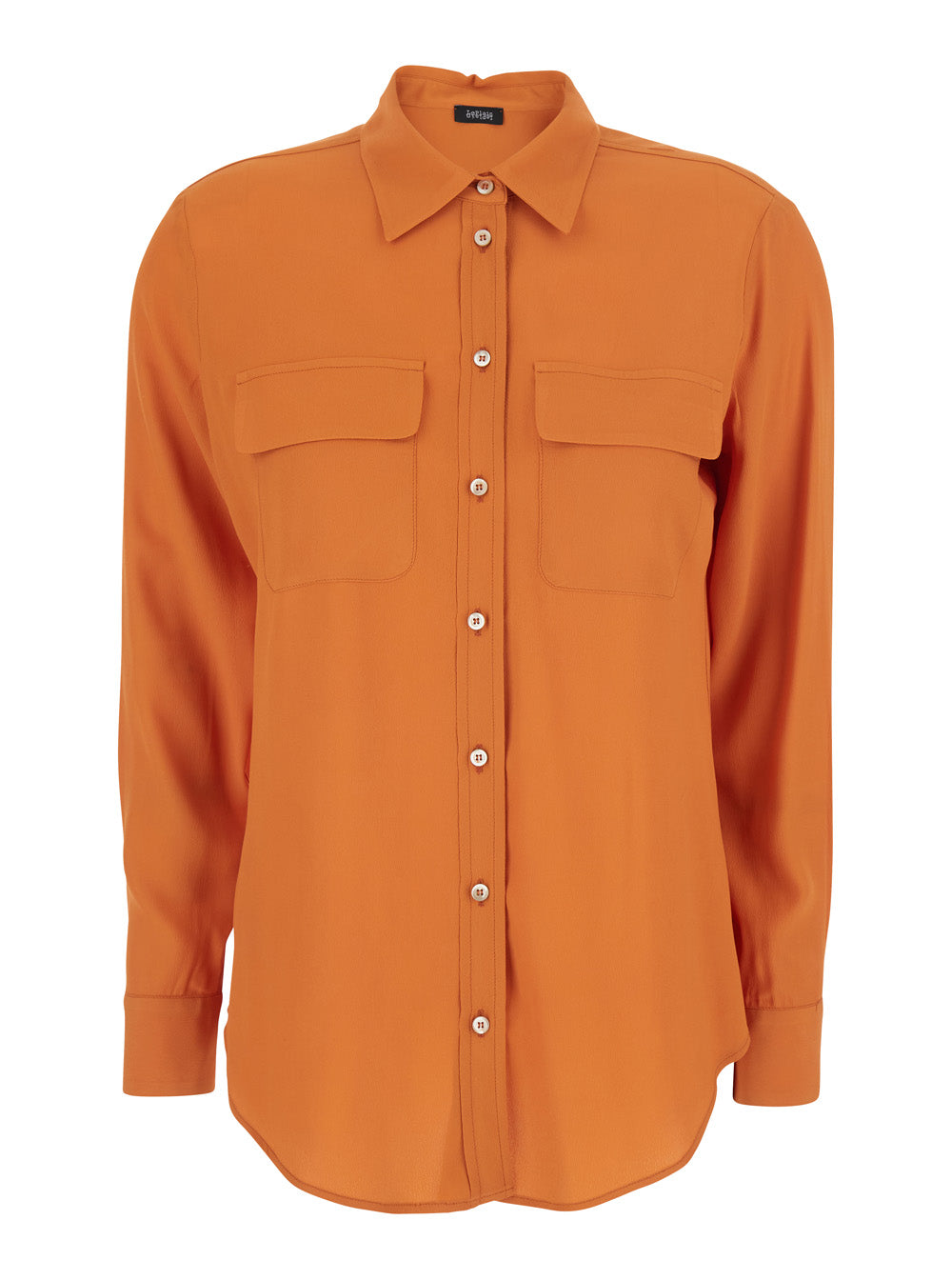 Orange Shirt with Applied Pockets on the Front in Silk Blend Woman Acetate And Blouses