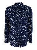 Blue Long-Sleeved Shirt with Polka Dot Motif in Tech Fabric Women Blu Polyester And Blouses