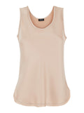 Pink Sleeveless Top with Round Neck in Satin Woman Polyester Tops