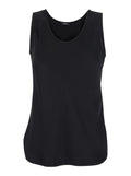 Black Sleeveless Top with Round Neck in Satin Woman Polyester Tops