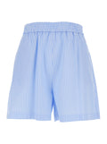 Light Blue Shorts with striped motif in cotton blend women And Bermuda
